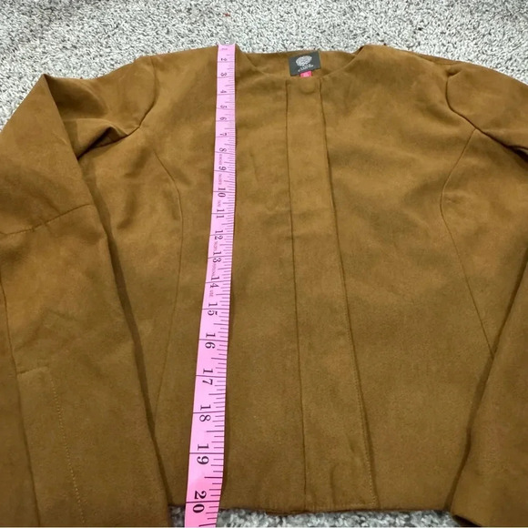 Vince Camuto Brown Faux Suede Cropped Zip Jacket Women's Size XS - Picture 10 of 10